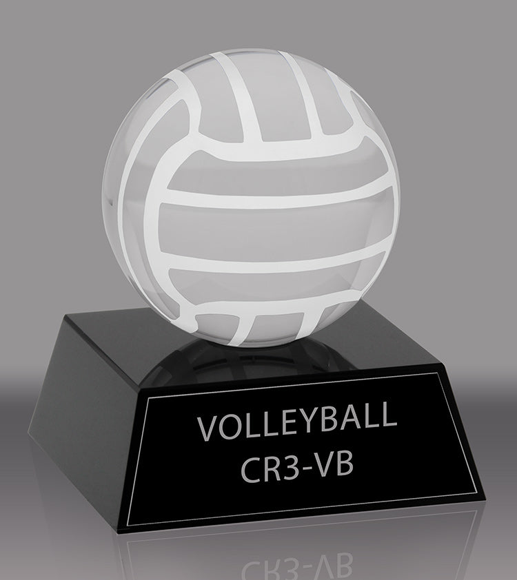 Crystal Volleyball Award- 3.5 inch [CR3-VB-X]