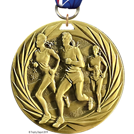 Cross Country Running Female 1.75 inch Blade 3D Diecast Medal [MBD1-CCF]