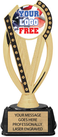 Custom Black Gold Color Insert Trophy on Synthetic Regal Base [TXRGJ76]