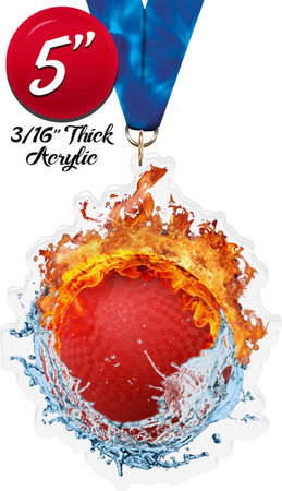 Dodgeball Fire & Water Colorix-M Acrylic Medal [MACR5-FW-DGBL-Q]