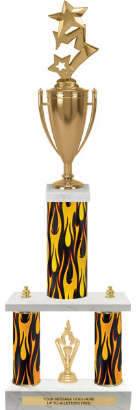 Two-Post Trophy w/ Rectangle/Oval Center Column w/ Cup [T3MC5]