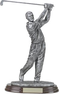 Golf Swing Male Silver Finish Resin Trophy 8.5" [SGR-51G]