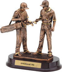 Golfer & Caddie Bronze Resin Trophy [RGC111B]