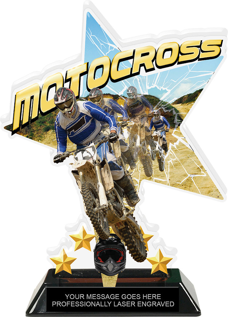Motocross Shattered Star Colorix Acrylic Trophy- 8.5 inch [TACR85-STR-DB-Q]