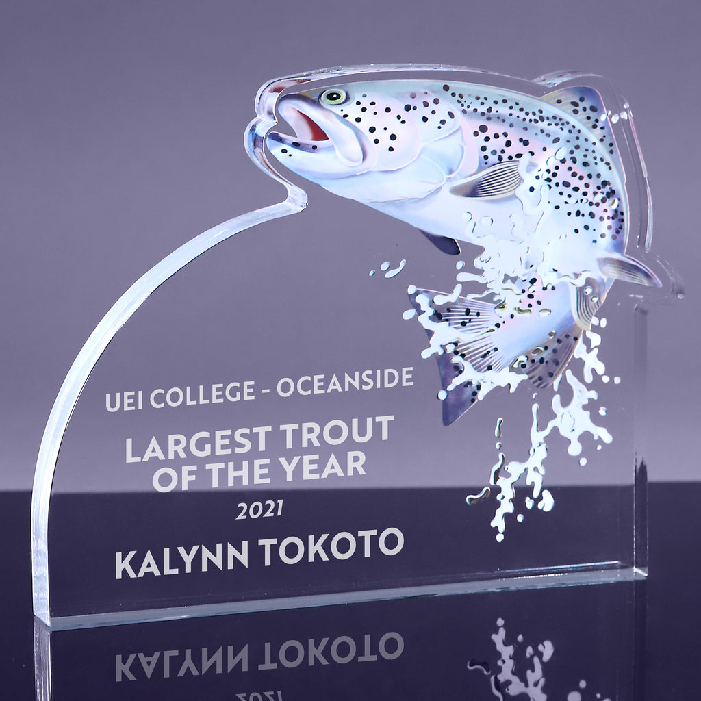 1 inch Thick Trout Fishing Acrylic Awards
