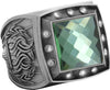 Championship Ring with Green Center Stone- Silver [RGSJ-S-12ST-GRN]