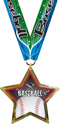 Baseball Star-Shaped Insert Medal [MSTRi-BS]