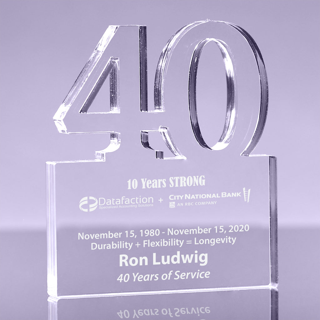 Number 40 Acrylic Award - 6 inch [ATNM-40-6-Q]