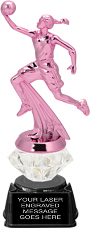 Basketball Female Pink Metallic Diamond Riser Trophy on Synthetic Regal Base [TDRPNK8-BKF]