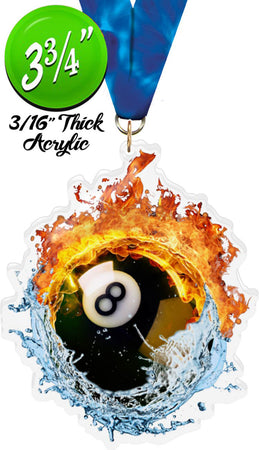 Fire & Water Billiards 8-Ball Colorix-M Acrylic Medal [MACR375-FW-BL8-Q]
