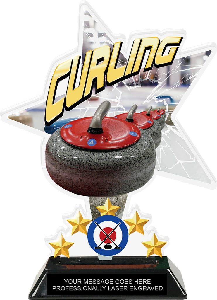 Curling Shattered Star Colorix Acrylic Trophy- 8.5 inch [TACR85-STR-CURL-Q]