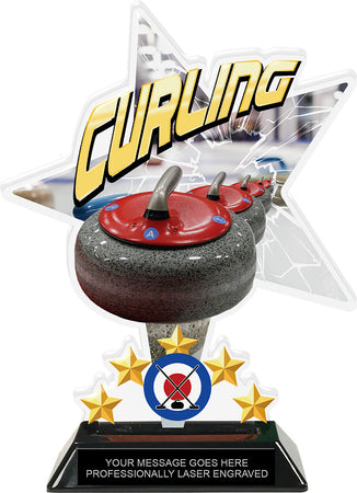 Curling Shattered Star Colorix Acrylic Trophy- 8.5 inch [TACR85-STR-CURL-Q]