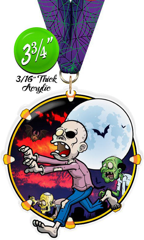 Halloween Zombie Colorix-M Acrylic Medal- 3.75 inch [MACR375-HLWN-ZMB-Q]