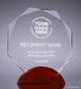 Crystal Octagon Award on Red Double Arc Base - 7.75 inch [CM5OCT-7]