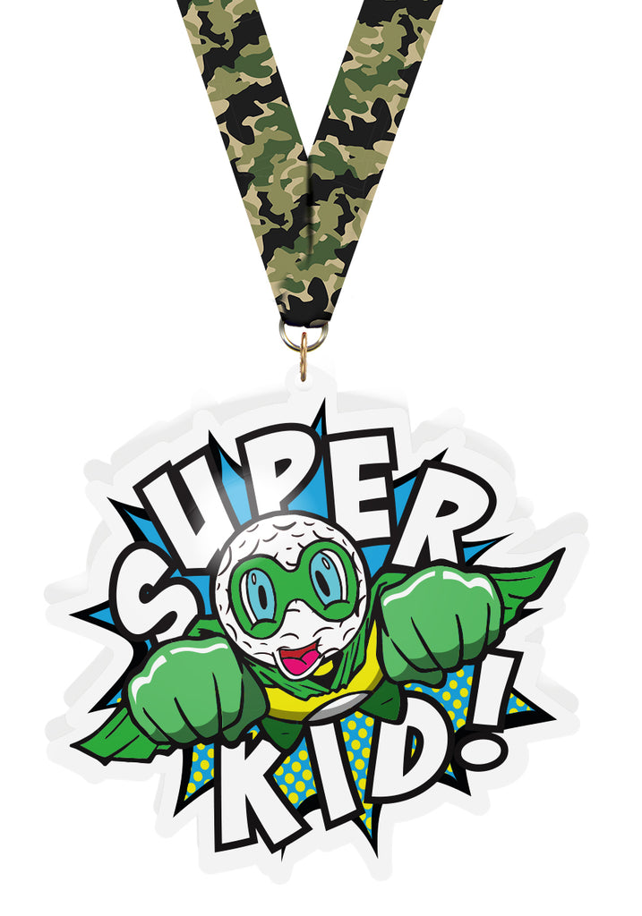 Golf Super Kid In Flight Acrylic Medal- 3.75 Inch [MACR375-SHKD-GL-Q]