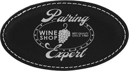 Leatherette Oval Badge - Black/Silver [BJ100-9]