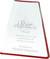 Beveled Wedge Acrylic with Reflective Red Bottom [ABWF1R-L]