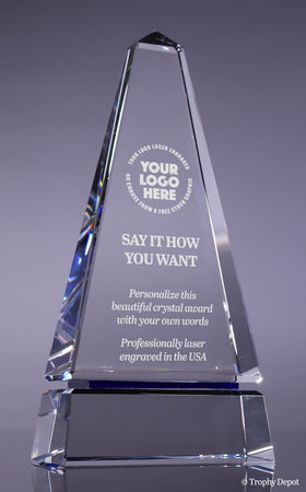 Monolith Two-Tier Award with Reflective Blue Bottom - 10 inch [CM23M-10]