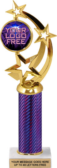 Spinning Triple Star Custom Insert Trophy w/ Column - 12.5 inch [TXi12-P63]