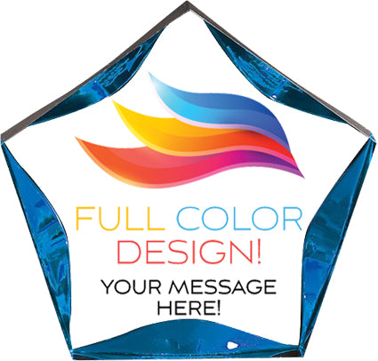 Custom Acrylic Blue & Clear Luminary Star [ALSB6-CLR-BLU-FC]
