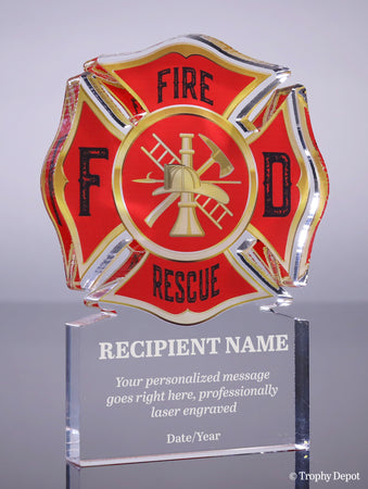 Firefighter Maltese Acrylic Award - 6 inch [ATFIR-6]