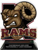 Rams Mascot Colorix-T Acrylic Trophy - 6.25 inch Maroon [TACR6-MSCT-RAM-MRN-Q]