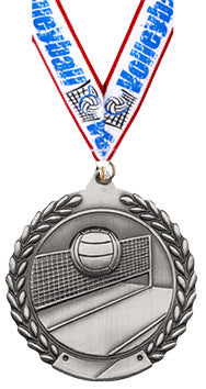 2.75 in Volleyball Wreath Framed Medal- Silver [M311-VB-S]