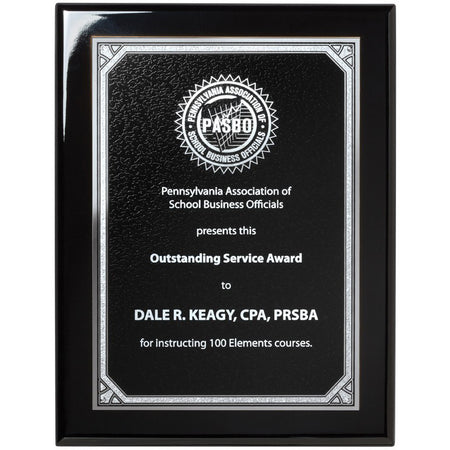 Ebony Piano Finish Plaque with Silver Border - 9x12 inch [PMBP510-912]