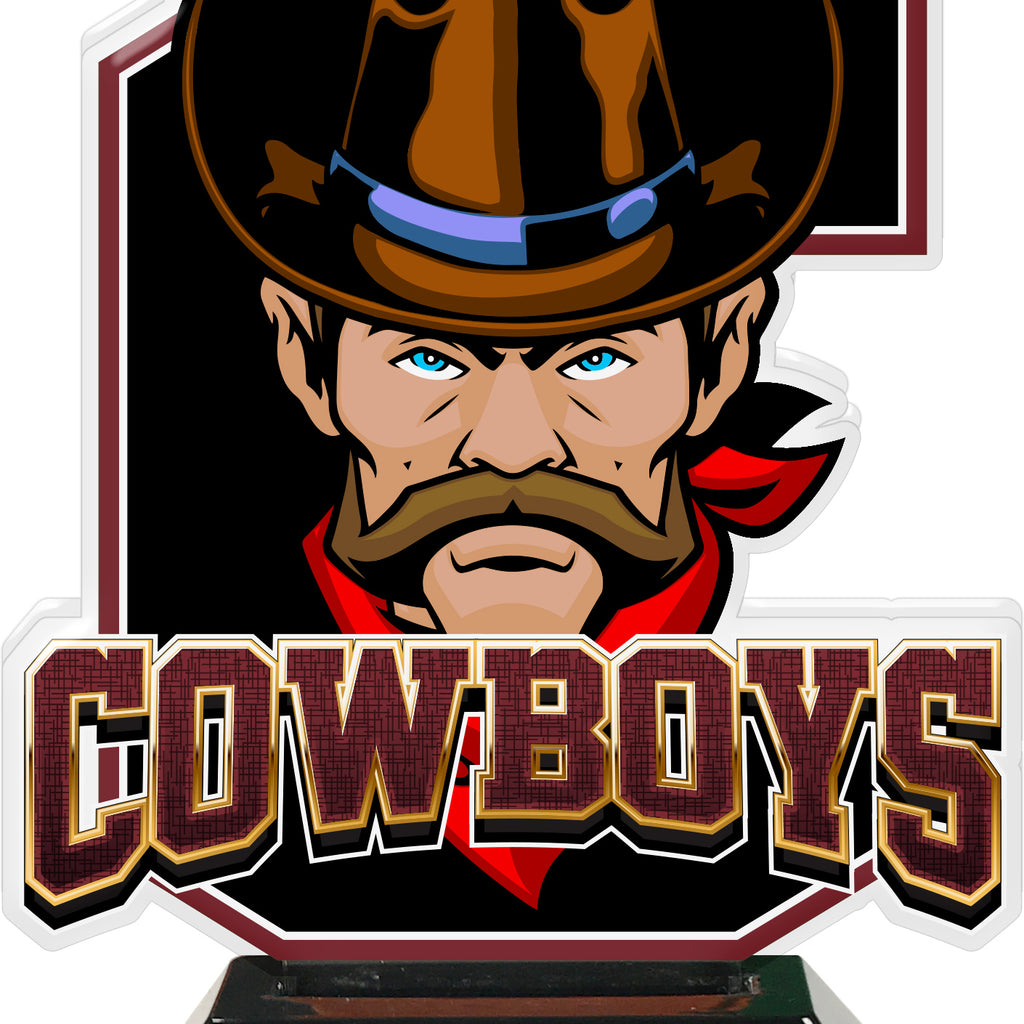 Cowboys Mascot Colorix-T Acrylic Trophies - Maroon