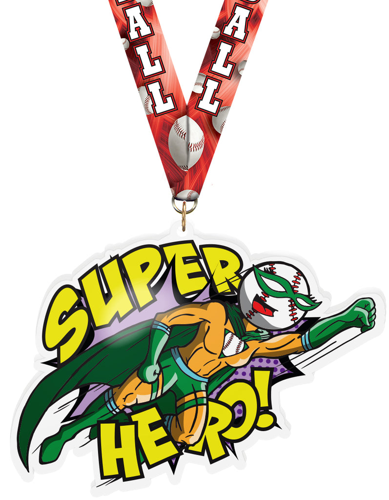 Exclusive Baseball Female Super Hero 5-Inch Colorix-M Acrylic Medal [MACR5-SH-BSF-Q]