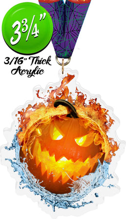 Halloween Fire & Water Colorix-M Acrylic Medal- 3.75 inch [MACR375-FW-HLWN-Q]