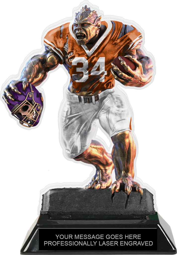 Beast Football Choose Your Number Acrylic Trophy - 7 inch Orange [TACR7-BST-FB-ORG-Q]