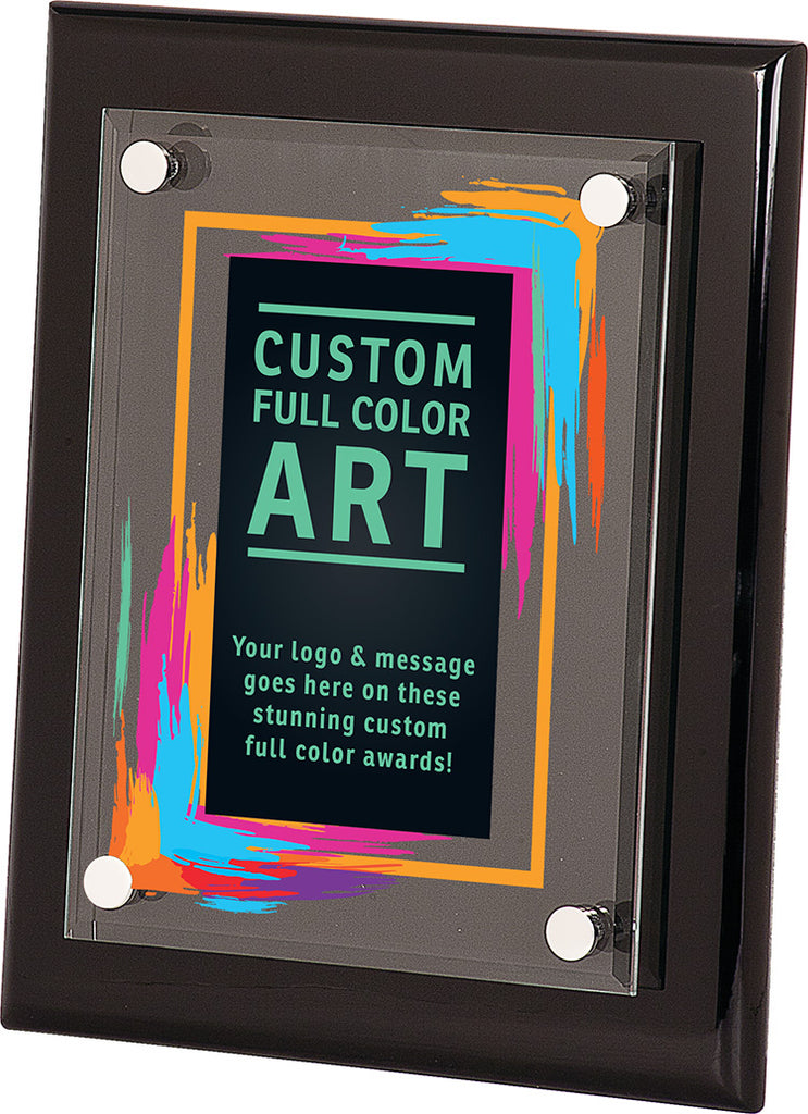 Full Color Piano Finish Floating Acrylic Plaques - Black Finish 8x10 [PAJF2810-FC]