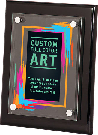 Full Color Piano Finish Floating Acrylic Plaques - Black Finish 8x10 [PAJF2810-FC]
