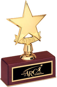 Polished Metal Goldtone Star on Rosewood Stained Piano Base [TD108]