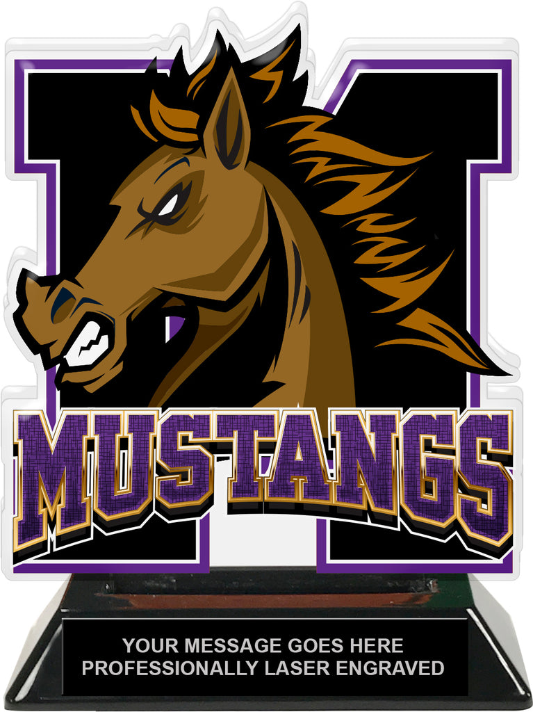 Mustangs Mascot Colorix-T Acrylic Trophy - 6.25 inch Purple [TACR6-MSCT-MSTG-PRP-Q]