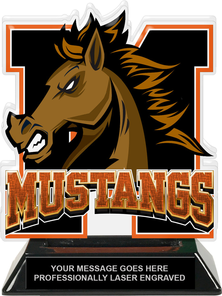 Mustangs Mascot Colorix-T Acrylic Trophy - 6.25 inch Orange [TACR6-MSCT-MSTG-ORG-Q]