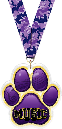 Music Paw Acrylic Medal- 2.75 inch [MACR2-PAW-MC-Q]
