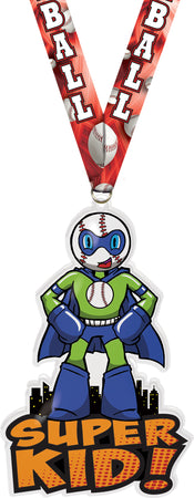 Exclusive Baseball Super Kid Acrylic Medal- 6 inch [MACR6-SHKD-BSM-Q]