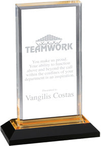 Acrylic Beveled Award with Gold Reflective Bottom [ABEVL8-GLD]