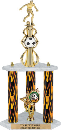 Soccer Sport Color Riser Three-Post Trophy [TCSR3P22-SC]