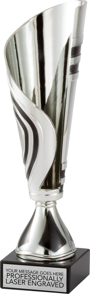 Plastic Silver Cup with Black Trim Design - 11.5 inch [CM34-2-11-S]