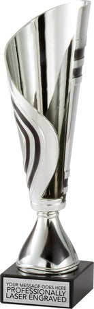 Plastic Silver Cup with Black Trim Design - 11.5 inch [CM34-2-11-S]