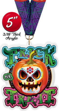 Halloween Sugar Skull Colorix-M Acrylic Medal - 5 inch [MACR5-HLWN-SGRSKL-Q]