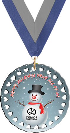 Custom Circle with heart Cut Outs Ceramic Ornament with Neck Ribbon [OXCER-CIRHRT-NCK]