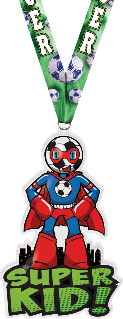 Exclusive Soccer Super Kid Acrylic Medal- 4 inch [MACR4-SHKD-SCM-Q]