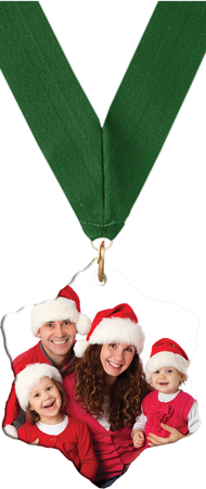 Custom 6-Pointed Star Ceramic Ornament with Neck Ribbon [OXCER-6STR-NCK]