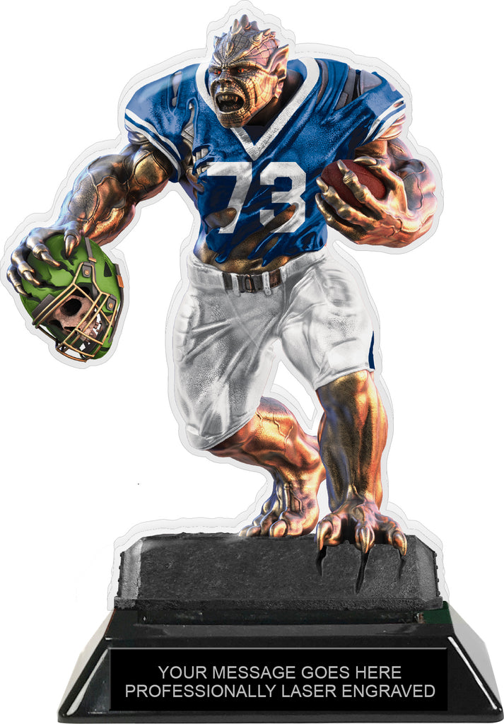 Beast Football Choose Your Number Acrylic Trophy - 7 inch Blue [TACR7-BST-FB-BLU-Q]