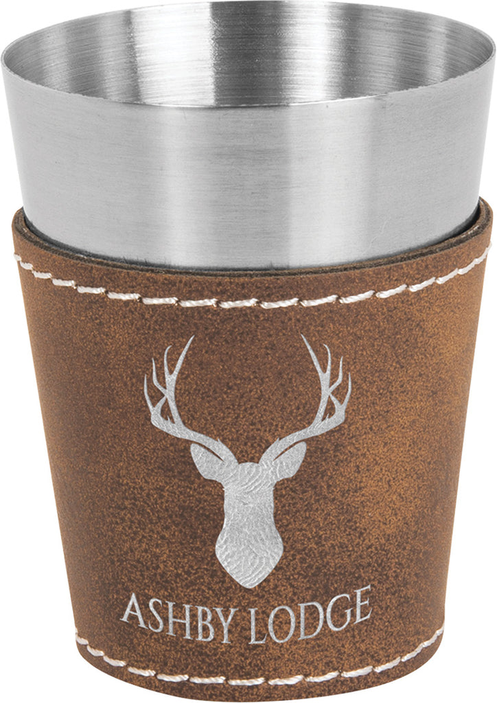 Leatherette Stainless Shot Glass -Rustic/Silver [JSL-052]