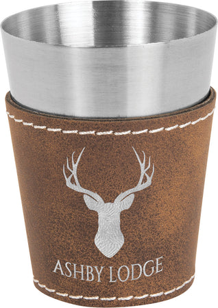 Leatherette Stainless Shot Glass -Rustic/Silver [JSL-052]